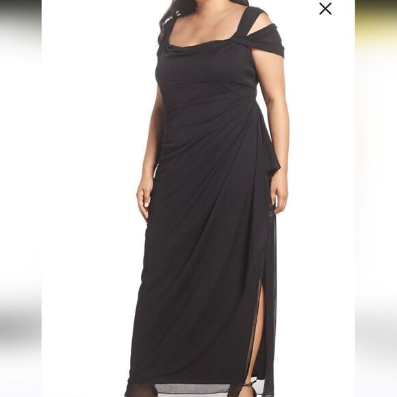 Alex Evenings Cold Shoulder Ruffle Gown  NWT Size 4P - Picture 1 of 10